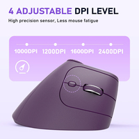 Souris ergonomique verticale rechargeable pour droitiers, multi-appareils, sans fil BT 2.4G avec bouton de réglage des fonctions pour PC/tablette