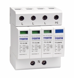 Protector Contra Sobretensiones TYCOTIU TY-12.5M 275 1P 275V, Protección Contra Rayos T1+T2 Tipo 1+2 Clase I+II Clase <span class=keywords><strong>B</strong></span>+C <span class=keywords><strong>MOV</strong></span> 1 Polo - Product Image 2