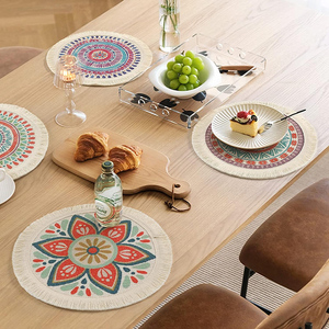 Classic Timeless round Handmade Cotton Table Placemats Reusable Waterproof with Plaid Feature Durable Wedding Style Wholesale - Product Image 6