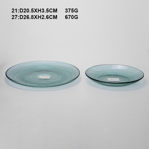 Bol à salade multi-motifs vert lac pour usage domestique ; assiette à fruits en verre durable à bord doré - Product Image 4