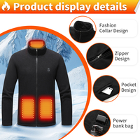 Veste chauffante en polaire avec recharge USB pour l'hiver, pour hommes et femmes, avec col montant et fermeture éclair