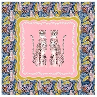 Tapis de Mahjong Tropical Personnalisé à Double Motif Guépard - Design Moderne Bleu Marine Profond Imprimé Feuilles de Bananier et Baies Jaune Doré