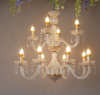 Lustre LED FUNMOOD classique style bougie en cristal à trois niveaux, modèle 3008, 6/8/12 ampoules, suspension décorative pour mariages et hôtels