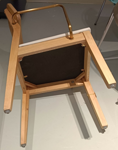 Luxury Modern Solid Ash Wood Dining <b>Chair</b> with Natural <b>Cane</b> Back & Gold Metal Arms | Commercial Restaurant <b>Chair</b> - Product Image 4