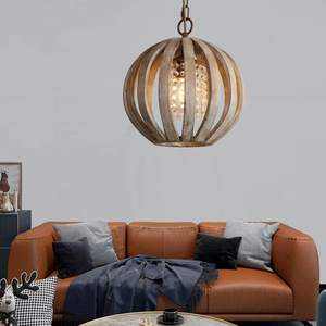 Lampadario antico retrò fattoria appeso plafoniera ruggine <span class=keywords><strong>legno</strong></span> luce pendente per sala da pranzo - Product Image 3