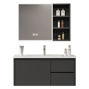 Premium Modern 60 Inch Double Sink Bathroom Vanity Set Illuminated Countertop Multifunctional Storage Cabinet for Home <b>Bar</b> Use - Product Image 3
