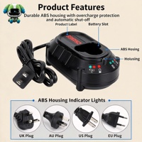 Chargeur de batterie à branchement direct 7 V à 12 V Li-Ion Lithium, charge rapide, pour garage, atelier, kit de réparation automobile, utilisation avec lampe d'atelier pour fourgonnette