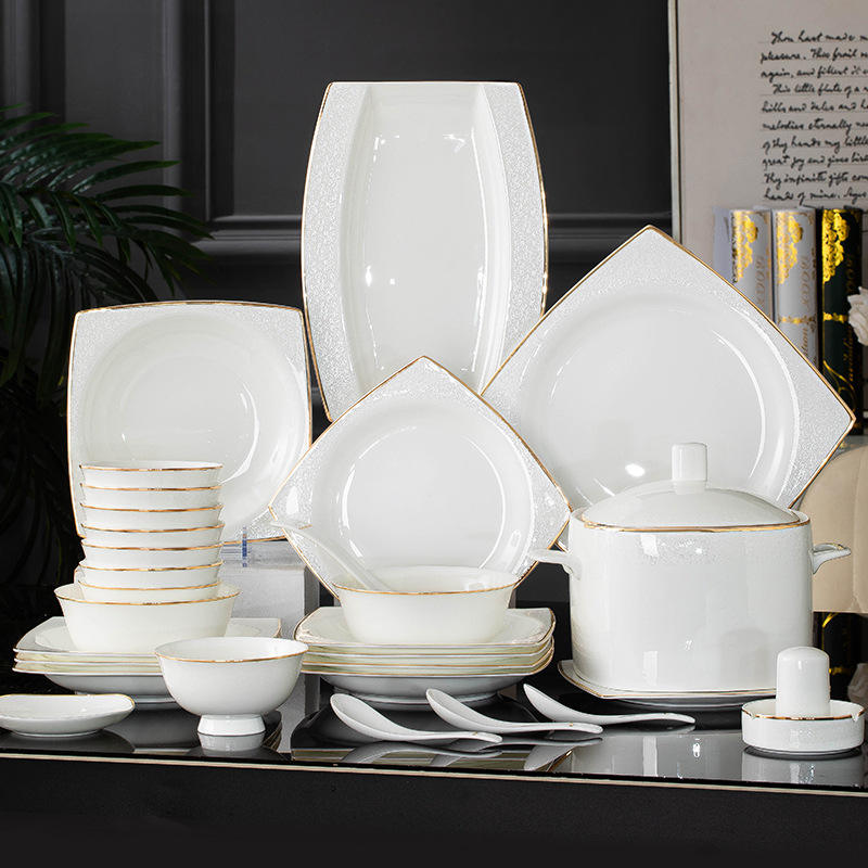 Tableware Bone China Square Dinner Plates Nordic Style 10PCS