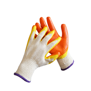 Gants de sécurité enduits de paume double en <span class=keywords><strong>latex</strong></span> jaune orange en coton de calibre 10 - Product Image 4