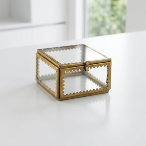 Boîte de rangement pour bijoux en verre carrée miniature de luxe moderne avec bordure design, vente en gros - Product Image 1