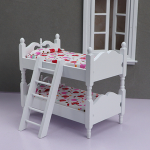 Maison de <span class=keywords><strong>poupée</strong></span> <span class=keywords><strong>en</strong></span> <span class=keywords><strong>bois</strong></span> 1:12, mini-meubles, chambre d'enfant, micro-scène, lit superposé miniature <span class=keywords><strong>en</strong></span> forme de fraise - Product Image 6
