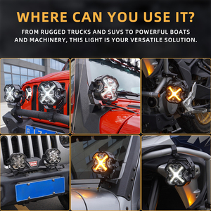 6 inç kare X serisi LED ışık sol/sağ yan süper parlak yan spot su geçirmez spot evrensel lamba konut 2 adet - Product Image 4