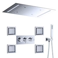 Système de douche de luxe Hongdec en laiton avec poignée unique, pommeau de pluie en céramique, cascade, robinet thermostatique, ensemble complet