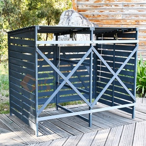 Bahçe açık ahşap çift geri dönüşüm çöp kutusu depolama mağaza kapak çöp döken Wheelie <span class=keywords><strong>Bin</strong></span> döken - Product Image 3