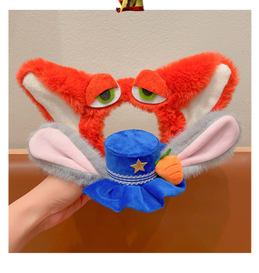 Fasce per capelli per bambini: Graziose fasce con fiocco a forma di coniglio dello zoo Judy Nick Wilde, accessorio per capelli in peluche per ragazze, giocattolo in peluche a forma di cartone animato - Product Image 6
