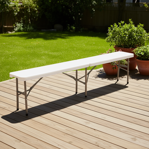 Banc pliant en plastique blanc de 6 pieds, banc de patio extérieur à 3 pieds, utilisation intérieure/extérieure, design moderne, style contemporain - Product Image 2