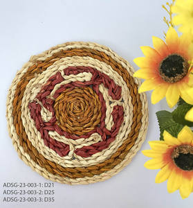 Eco-friendly Natural Woven Corn Bran Round Tablemat Tea Cup Mat Straw <b>Rattan</b> <b>Placemat</b> Heat Insulation Coasters from Vietnam - Product Image 2