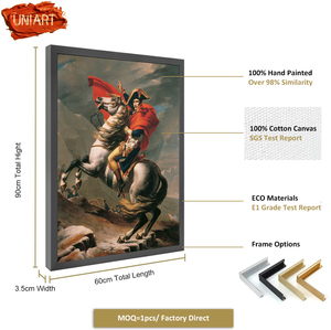 Uniart hợp thời trang Napoleon băng qua Alps <span class=keywords><strong>Jacques</strong></span> Louis <span class=keywords><strong>David</strong></span> nghệ thuật nổi tiếng sinh sản vẽ tay sơn dầu tường nghệ thuật - Product Image 3