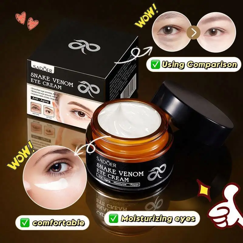 Sadoer Snake Venom Peptide Cleanser Anti Aging Wrinkle Label For Dark Circles And Puffiness Bags Removal Eye Repair Cream