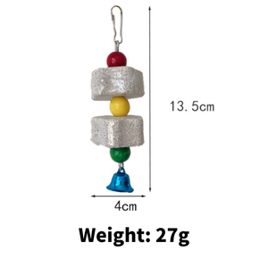 Pulido <span class=keywords><strong>de</strong></span> pico <span class=keywords><strong>de</strong></span> loro, piedra <span class=keywords><strong>de</strong></span> calcio, juguetes para masticar pájaros grandes, rocas volcánicas duraderas con campanas - Product Image 3