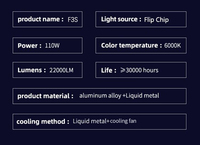 Ampoule de phare LED Raych haute puissance 110W 22000lm F3S 12V en métal 6000K Flip Chip pour système d'éclairage automobile