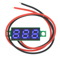 Kepala Voltmeter Arus Searah Digital Ultra-kecil 0,28 inci, Layar Digital, Dapat Disesuaikan, Dua Kabel DC 5-30V
