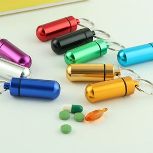 Portable Mini Metal Pill Box <b>Keychain</b> Mini Aluminum Pill Storage Box Case <b>Keychain</b> Bag Pendants Store Pill Keyring Accessories - Product Image 2