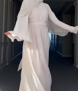 Dubai Abaya 2024 Eid Maxi Chiffon abito a maniche lunghe donna musulmano modesto Abaya Femme Jilbab abbigliamento musulmano per donna