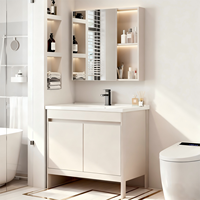 Ensemble de meubles de salle de bain autoportants, armoire de toilette, miroir, aluminium, PVC, élégant, meubles suspendus pour hôtels