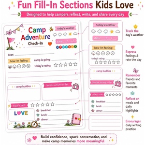Kit de correspondance personnalisé pour camps : Feuilles de questions à remplir, enveloppes prépayées pour les activités scolaires des groupes de jeunes - Product Image 3