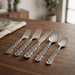 Silver Plated Cutlery Set Classic <b>Chain</b> Handle Design <b>Mirror</b> Polish Dinner Spoon Fork Knife Long Handle Durable Wedding Use - Product Image 1