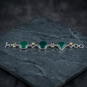 Bracelet en argent 925 avec perles de jade pour femme, style bohème, forme goutte d'eau, bijoux à porter au quotidien - Product Image 1