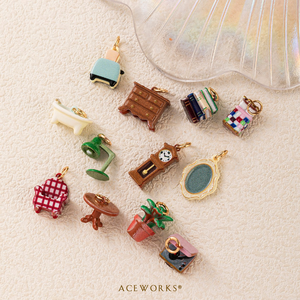 Muebles en Miniatura |   Abalorios de latón esmaltado chapados en oro de 18 quilates para la fabricación de joyas y decoración del hogar |   Libros, tostadora, colgante decorativo para bañera - Product Image 3