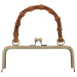 In bronzo 20cm di bambù manico in metallo con chiusura Kiss lucchetto accessori borsa per borsa borsetta - Product Image 1