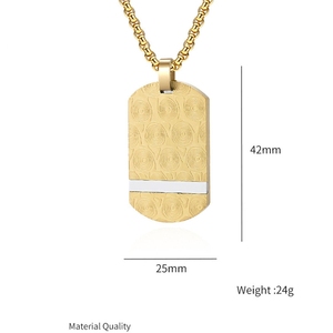 Hip-Hop Punk <span class=keywords><strong>Ring</strong></span> Muster Trendige Vergoldete Wasserdichte Anlauffreie Edelstahl-Anhänger Einfache Schmuck-Halsketten für Männer - Product Image 1