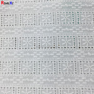 Прибытие, разумная цена, RXF0608, лидер продаж, тонкий дизайн, хлопчатобумажная ткань с вышивкой для одежды, текстиль и женское платье - Product Image 3