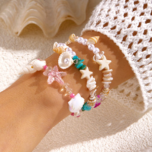Pulsera Bohemia <span class=keywords><strong>de</strong></span> Verano con Estrellas <span class=keywords><strong>de</strong></span> Mar y Conchas para Mujer, Pulsera <span class=keywords><strong>de</strong></span> Cuentas <span class=keywords><strong>de</strong></span> Arroz Coloridas, Joyería <span class=keywords><strong>de</strong></span> Amistad, Regalos - Product Image 1