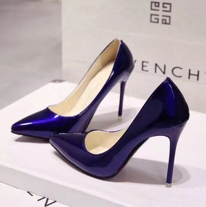 Chaussures à talons aiguilles style européen, bout pointu, à enfiler, en cuir uni noir, bleu, rouge, grandes tailles, pour <span class=keywords><strong>mariée</strong></span>/mariage ou travail - Product Image 3