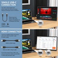 Monitor Portátil para Juegos LED IPS de 13.3 Pulgadas, 1366x768, 60Hz, OEM/ODM, con USB-C, HDR, Altavoces Integrados, para Laptops, PS4, PS5, Switch