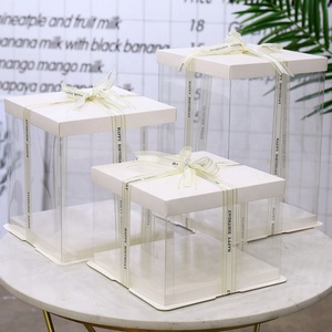 Customized Food Grade PET Plastic Packaging <b>Box</b> Square Transparent With Lid Cake <b>Box</b> - Product Image 4