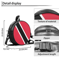 Sac circulaire en cuir PU avec drapeau national de Trinité-et-Tobago, bandoulière réglable, sac à bandoulière pour femme