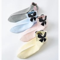 Chaussettes mi-mollet en coton respirantes antidérapantes avec nœud décoratif coréen pour femmes, extensibles et empilables, vente en gros