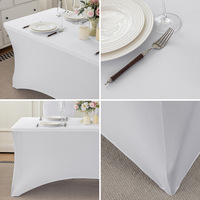 Housse de table carrée extensible 4ft 6ft, jupe de table cocktail élastique lavable anti-poussière pour mariage, banquet, hôtel, fête
