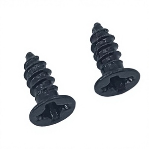 Vis autotaraudeuses à tête plate noires, à empreinte cruciforme, filetage métrique standard pour le bois et le métal - Product Image 2