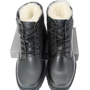 Botas de Invierno de Lana, Botas de Nieve de Cuero Negro con Tacón Medio, Cálidas, Forradas de Lana, Unisex, Antideslizantes, Resistentes al Frío - Product Image 3
