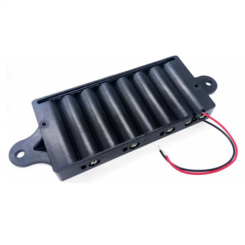 8 Cell 12V 8AA Battery Holder Black Color Plastic Case With Wire Lead 8 AA Plastic Battery Holder