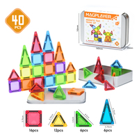 Magplayer 1/4 Tiles Travel Set Portable Toy Mini Car 3.75 Portable Magnetic Tiles Mini Tiles Educational Colorful Blocks