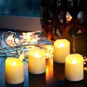 6er-Pack LED-Tee-Kerzenlicht wiederaufladbare flackernde flammenlose Kerzen mit Fernzähler für Heimdekoration