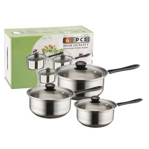 Ensemble de cuisine moderne 6 pièces en acier inoxydable, batterie de cuisine 6 pièces pour cuisinière à induction 16-18-20CM, casseroles à lait et à soupe, cadeau idéal pour les cuisines - Product Image 5