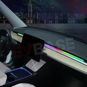 Evbase Model 3 Y Tesla Interior App Control Multicolor Hidden Acrylic Fiber Strip Led Dashboard Dynamic Streamer Ambient Light